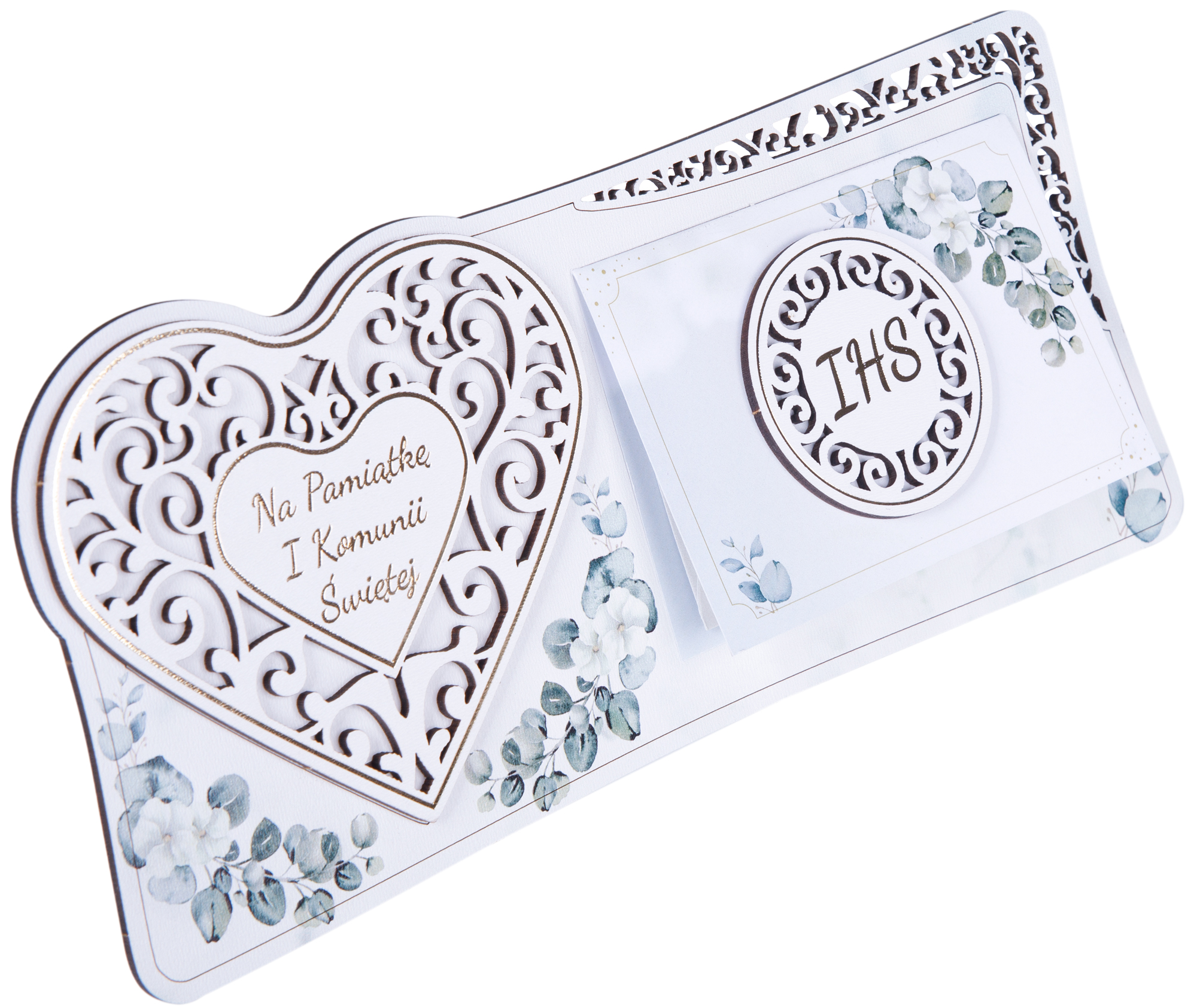 Pamiątka I Komunii Świetej - Elegancka kartka do postawienia 3D KK6 - obrazek 2