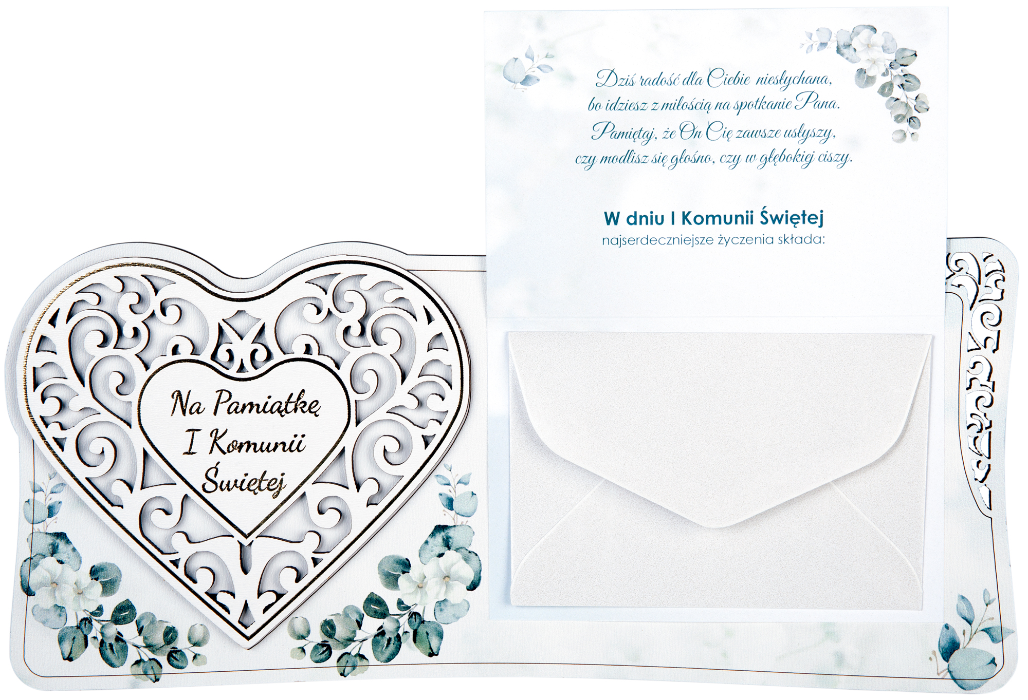 Pamiątka I Komunii Świetej - Elegancka kartka do postawienia 3D KK6