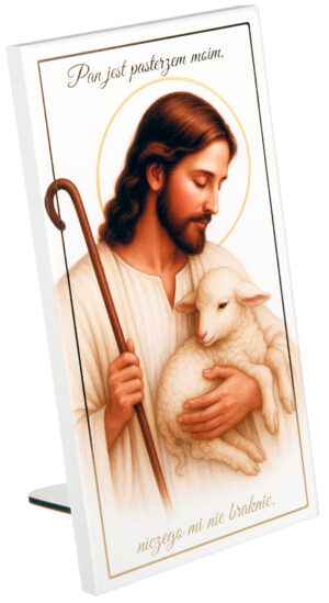 Obrazek religijny na I Komunię Świętą – Jezus Dobry Pasterz S217 10x19cm