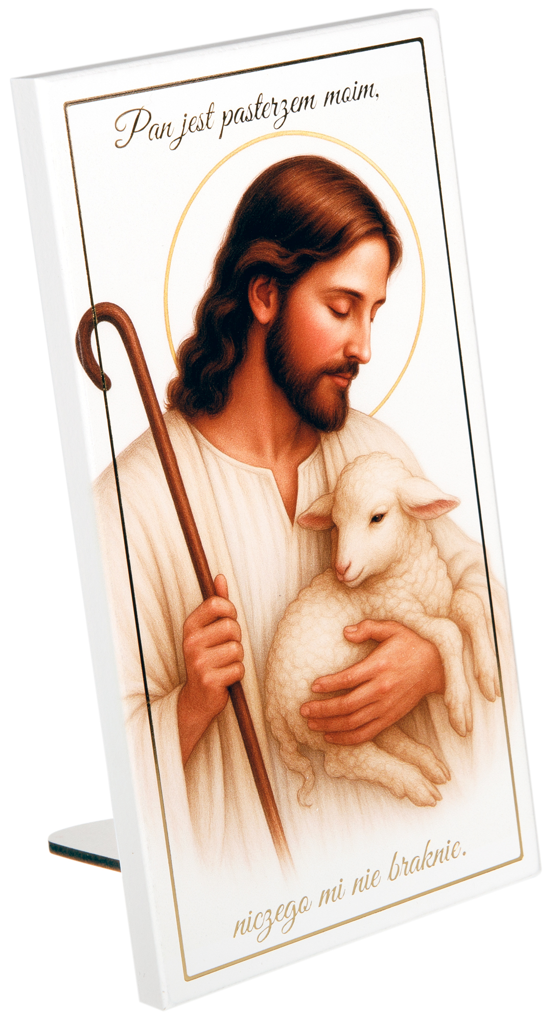 Obrazek religijny na I Komunię Świętą – Jezus Dobry Pasterz S217 10x19cm