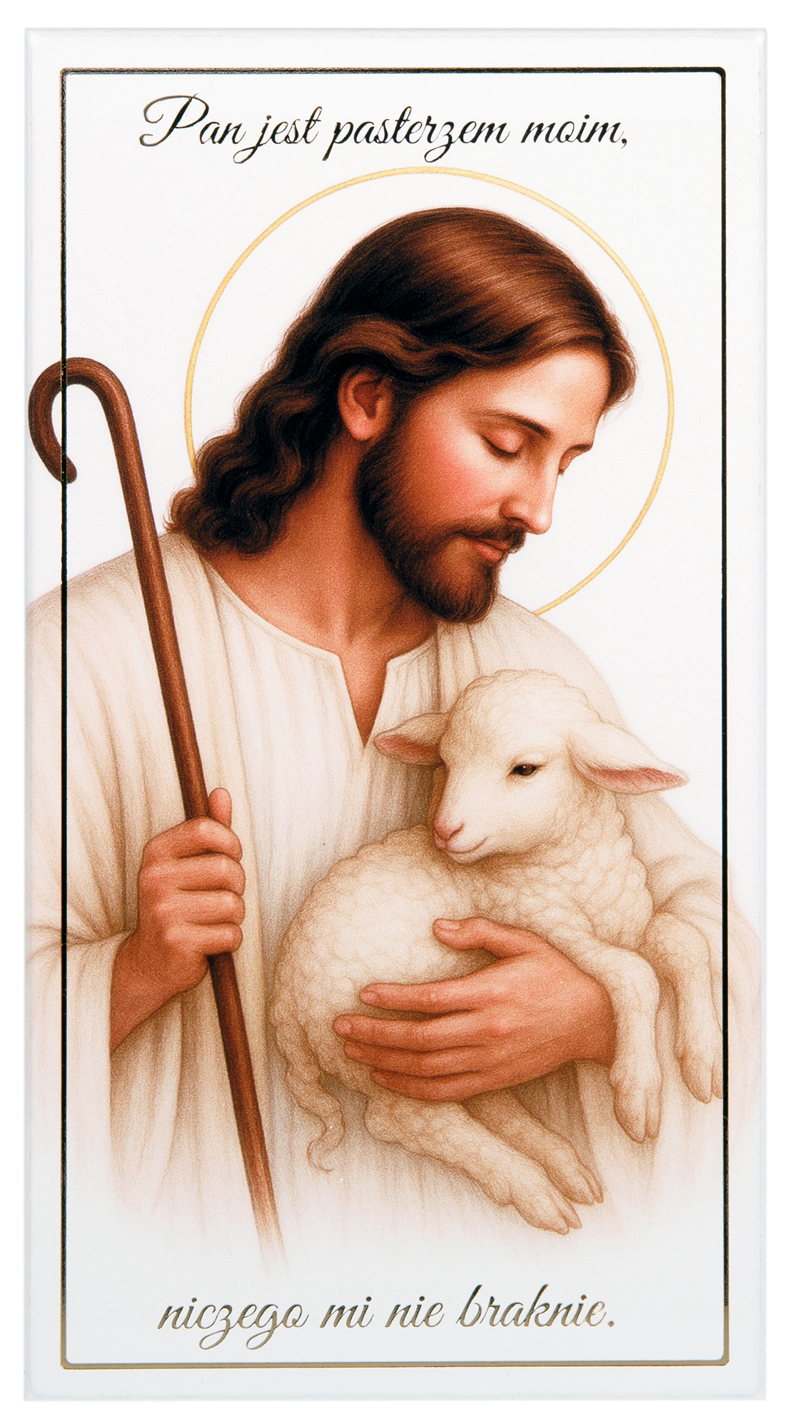 Obrazek religijny na I Komunię Świętą – Jezus Dobry Pasterz S217 10x19cm - obrazek 2